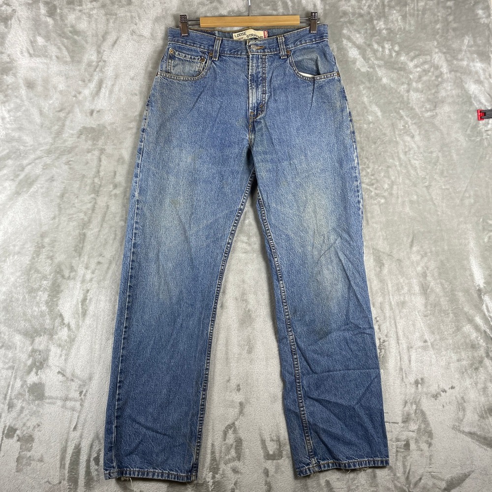 Y2K Vtg Levis 569 Loose Straight Jeans Mens 30x32 Blue Denim Distressed Faded
